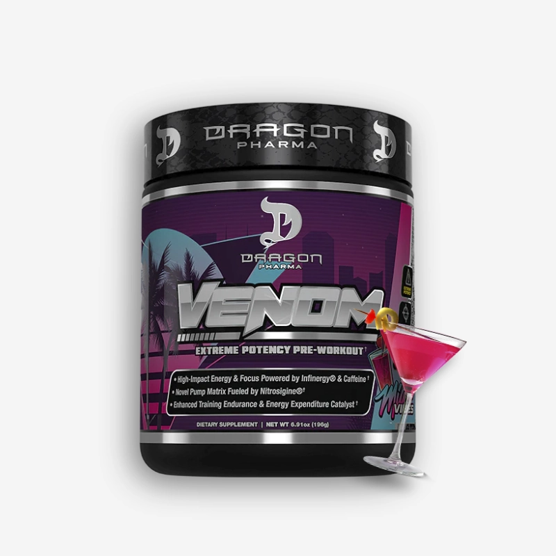 VENOM PREWORKOUT 40 SERVICIOS SABOR MIAMI VIBES + MANILLA - DRAGON PHARMA