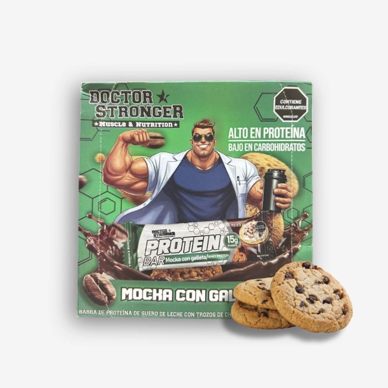DOCTOR STRONGER X12 UNIDADES SABOR MOCKA CON GALLETA - STRONG BAR